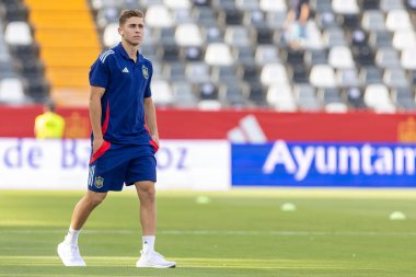 Badajoz, İspanya - 5 Haziran 2024: İspanyol futbol takımı Bajajoz 'da Andorra takımıyla dostluk maçı yapar. Tam bir futbol takımı. Euro 2024.