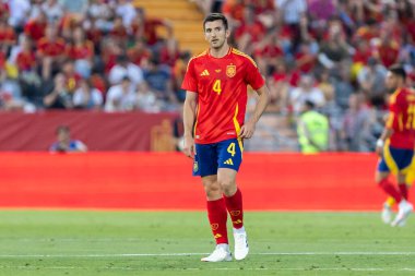 Badajoz, İspanya - 5 Haziran 2024: İspanyol futbol takımı Bajajoz 'da Andorra takımıyla dostluk maçı yapar. Tam bir futbol takımı. Euro 2024.
