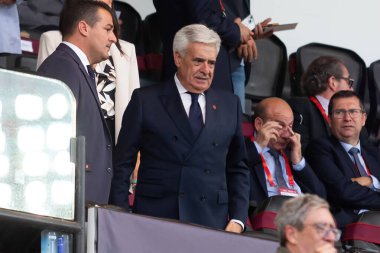 Badajoz, İspanya - 5 Haziran 2024: İspanyol futbol takımı Bajajoz 'da Andorra takımıyla dostluk maçı yapar. Tam bir futbol takımı. Euro 2024.