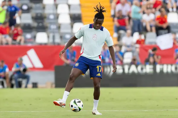 Stock image Badajoz, Spain- June 5, 2024: The Spanish soccer team plays a friendly match against the Andorra team in Bajajoz. Absolute soccer team. Euro 2024.