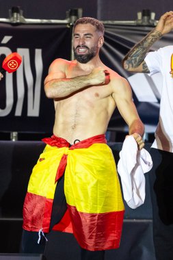 Madrid, İspanya - 15 Temmuz 2024: İspanyol futbol takımı Plaza de Cibeles 'de Euro 2024 şampiyonu olarak kutlama yapıyor. Avrupa Kupası kazananları. Şampiyonlar Festivali.