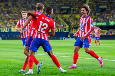 Villarreal, İspanya - 19 Ağustos 2024: Villareal ve Atletico de Madrid arasındaki lig maçı Villareal 'de oynandı. Atletico de Madrid oyuncuları. Lig 24 / 25. Futbolcular.