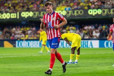 Villarreal, İspanya - 19 Ağustos 2024: Villareal ve Atletico de Madrid arasındaki lig maçı Villareal 'de oynandı. Atletico de Madrid oyuncuları. Lig 24 / 25. Futbolcular.