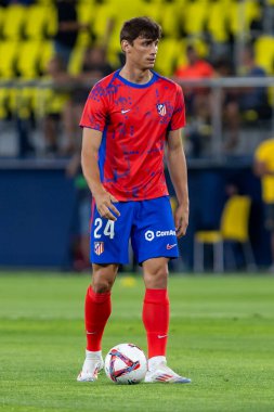Villarreal, İspanya - 19 Ağustos 2024: Villareal ve Atletico de Madrid arasındaki lig maçı Villareal 'de oynandı. Atletico de Madrid oyuncuları. Lig 24 / 25. Futbolcular.