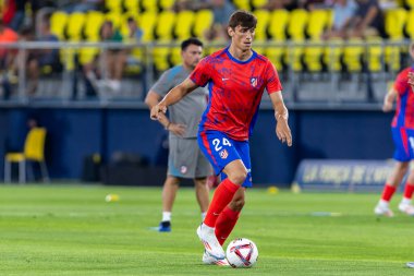 Villarreal, İspanya - 19 Ağustos 2024: Villareal ve Atletico de Madrid arasındaki lig maçı Villareal 'de oynandı. Atletico de Madrid oyuncuları. Lig 24 / 25. Futbolcular.