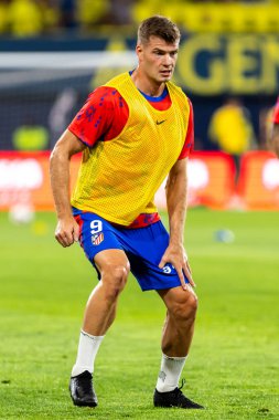 Villarreal, İspanya - 19 Ağustos 2024: Villareal ve Atletico de Madrid arasındaki lig maçı Villareal 'de oynandı. Atletico de Madrid oyuncuları. Lig 24 / 25. Futbolcular.