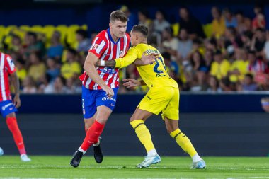 Villarreal, İspanya - 19 Ağustos 2024: Villareal ve Atletico de Madrid arasındaki lig maçı Villareal 'de oynandı. Atletico de Madrid oyuncuları. Lig 24 / 25. Futbolcular.