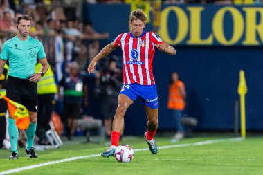 Villarreal, İspanya - 19 Ağustos 2024: Villareal ve Atletico de Madrid arasındaki lig maçı Villareal 'de oynandı. Atletico de Madrid oyuncuları. Lig 24 / 25. Futbolcular.
