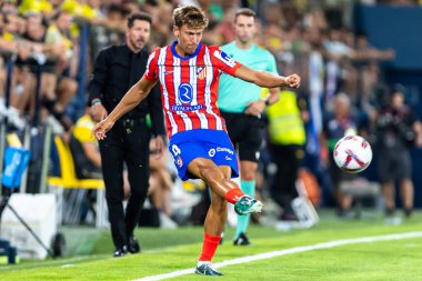 Villarreal, İspanya - 19 Ağustos 2024: Villareal ve Atletico de Madrid arasındaki lig maçı Villareal 'de oynandı. Atletico de Madrid oyuncuları. Lig 24 / 25. Futbolcular.