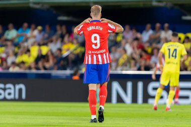 Villarreal, İspanya - 19 Ağustos 2024: Villareal ve Atletico de Madrid arasındaki lig maçı Villareal 'de oynandı. Atletico de Madrid oyuncuları. Lig 24 / 25. Futbolcular.
