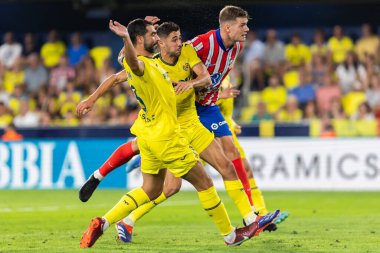 Villarreal, İspanya - 19 Ağustos 2024: Villareal ve Atletico de Madrid arasındaki lig maçı Villareal 'de oynandı. Atletico de Madrid oyuncuları. Lig 24 / 25. Futbolcular.