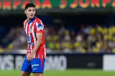 Villarreal, İspanya - 19 Ağustos 2024: Villareal ve Atletico de Madrid arasındaki lig maçı Villareal 'de oynandı. Atletico de Madrid oyuncuları. Lig 24 / 25. Futbolcular.