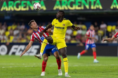 Villarreal, İspanya - 19 Ağustos 2024: Villareal ve Atletico de Madrid arasındaki lig maçı Villareal 'de oynandı. Atletico de Madrid oyuncuları. Lig 24 / 25. Futbolcular.