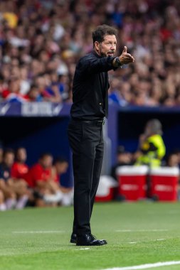 Madrid, İspanya - 25 Ağustos 2024: Atletico de Madrid ve Girona f.c. Liga 2024, 2025. Atletico de Madrid oyuncuları. Profesyonel futbol. İspanya Futbol Ligi.