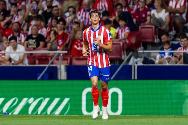 Madrid, İspanya - 25 Ağustos 2024: Atletico de Madrid ve Girona f.c. Liga 2024, 2025. Atletico de Madrid oyuncuları. Profesyonel futbol. İspanya Futbol Ligi.