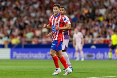 Madrid, İspanya - 25 Ağustos 2024: Atletico de Madrid ve Girona f.c. Liga 2024, 2025. Atletico de Madrid oyuncuları. Profesyonel futbol. İspanya Futbol Ligi.