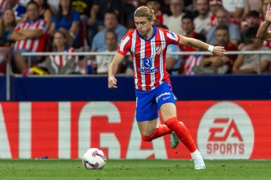 Madrid, İspanya - 25 Ağustos 2024: Atletico de Madrid ve Girona f.c. Liga 2024, 2025. Atletico de Madrid oyuncuları. Profesyonel futbol. İspanya Futbol Ligi.