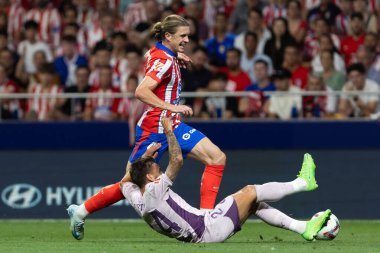 Madrid, İspanya - 25 Ağustos 2024: Atletico de Madrid ve Girona f.c. Liga 2024, 2025. Atletico de Madrid oyuncuları. Profesyonel futbol. İspanya Futbol Ligi.