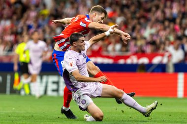 Madrid, İspanya - 25 Ağustos 2024: Atletico de Madrid ve Girona f.c. Liga 2024, 2025. Atletico de Madrid oyuncuları. Profesyonel futbol. İspanya Futbol Ligi.