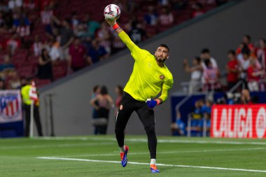 Madrid, İspanya - 25 Ağustos 2024: Atletico de Madrid ve Girona f.c. Liga 2024, 2025. Girona oyuncuları. Profesyonel futbol. İspanya Futbol Ligi.