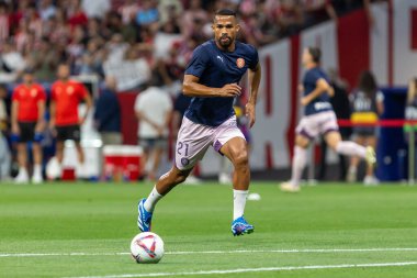 Madrid, İspanya - 25 Ağustos 2024: Atletico de Madrid ve Girona f.c. Liga 2024, 2025. Girona oyuncuları. Profesyonel futbol. İspanya Futbol Ligi.