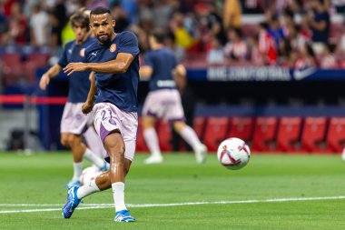 Madrid, İspanya - 25 Ağustos 2024: Atletico de Madrid ve Girona f.c. Liga 2024, 2025. Girona oyuncuları. Profesyonel futbol. İspanya Futbol Ligi.