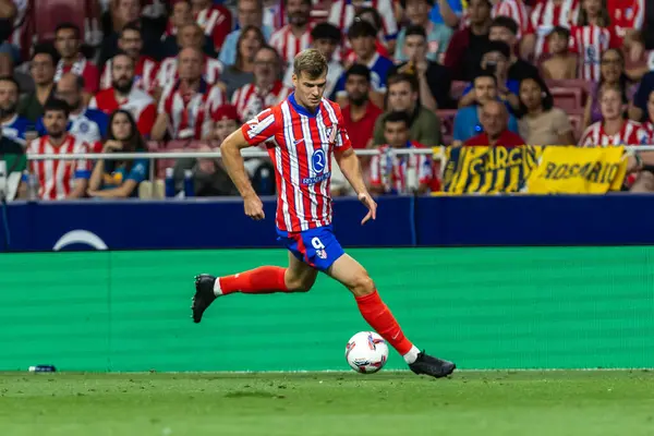 stock image Madrid, Spain - August 25, 2024: League match between Atletico de Madrid and Girona f.c. Liga 2024, 2025. Atletico de Madrid players. Professional football. Spanish football league.