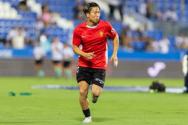 Madrid, İspanya - 31 Ağustos 2024: Legans FC ile Mallorca FC arasında oynanan lig maçı Butarque 'da oynandı. Gerçek Mallorca oyuncuları. Legans oyuncuları. Profesyonel futbol. Lig 2024, 2025.