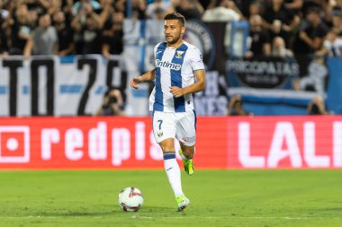 Madrid, İspanya - 31 Ağustos 2024: Legans FC ile Mallorca FC arasında oynanan lig maçı Butarque 'da oynandı. Gerçek Mallorca oyuncuları. Legans oyuncuları. Profesyonel futbol. Lig 2024, 2025.