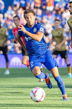 Madrid, İspanya - 31 Ağustos 2024: Getafe Fc ile Real Sociedad arasındaki lig maçı Madrid 'de oynandı. Getafe oyuncuları. Gerçek Sociedad oyuncuları. Profesyonel futbol. La Liga 2024, 2025.