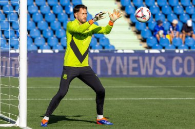 Madrid, İspanya - 31 Ağustos 2024: Getafe Fc ile Real Sociedad arasındaki lig maçı Madrid 'de oynandı. Getafe oyuncuları. Gerçek Sociedad oyuncuları. Profesyonel futbol. La Liga 2024, 2025.
