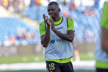 Madrid, İspanya - 31 Ağustos 2024: Getafe Fc ile Real Sociedad arasındaki lig maçı Madrid 'de oynandı. Getafe oyuncuları. Gerçek Sociedad oyuncuları. Profesyonel futbol. La Liga 2024, 2025.