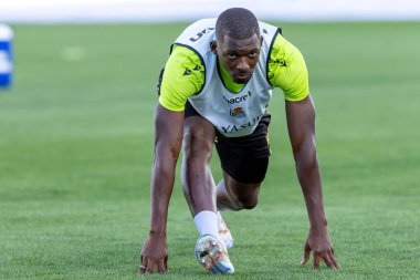 Madrid, İspanya - 31 Ağustos 2024: Getafe Fc ile Real Sociedad arasındaki lig maçı Madrid 'de oynandı. Getafe oyuncuları. Gerçek Sociedad oyuncuları. Profesyonel futbol. La Liga 2024, 2025.