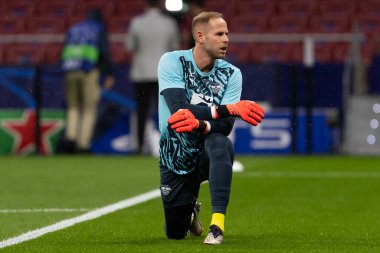 Madrid, İspanya - 19 Eylül 2024: Atletico de Madrid ile Leipzig arasında oynanan Şampiyonlar Ligi maçı. Leipzig oyuncuları. Şampiyonlar Ligi. Alman oyuncular.