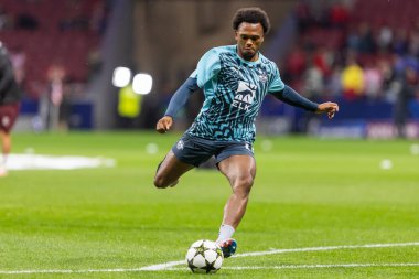 Madrid, İspanya - 19 Eylül 2024: Atletico de Madrid ile Leipzig arasında oynanan Şampiyonlar Ligi maçı. Leipzig oyuncuları. Şampiyonlar Ligi. Alman oyuncular.