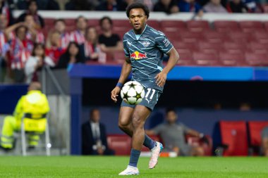 Madrid, İspanya - 19 Eylül 2024: Atletico de Madrid ile Leipzig arasında oynanan Şampiyonlar Ligi maçı. Leipzig oyuncuları. Şampiyonlar Ligi. Alman oyuncular.