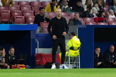Madrid, İspanya - 19 Eylül 2024: Atletico de Madrid ile Leipzig arasında oynanan Şampiyonlar Ligi maçı. Leipzig oyuncuları. Şampiyonlar Ligi. Alman oyuncular.