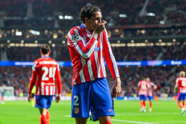 Madrid, İspanya - 19 Eylül 2024: Atletico de Madrid ile Leipzig arasında oynanan Şampiyonlar Ligi maçı. Atletico de Madrid oyuncuları. Şampiyonlar Ligi. Avrupa futbolu.
