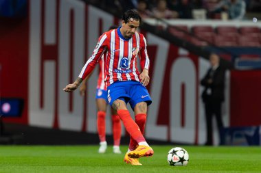 Madrid, İspanya - 19 Eylül 2024: Atletico de Madrid ile Leipzig arasında oynanan Şampiyonlar Ligi maçı. Atletico de Madrid oyuncuları. Şampiyonlar Ligi. Avrupa futbolu.
