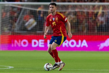 Cordoba, İspanya - 15 Ekim 2024: UEFA Uluslar Ligi ön eleme karşılaşması İspanya ile Sırbistan arasında. İspanya Milli Futbol Takımı 'nın zaferi. Milli takımın oyuncuları. Profesyonel futbol..