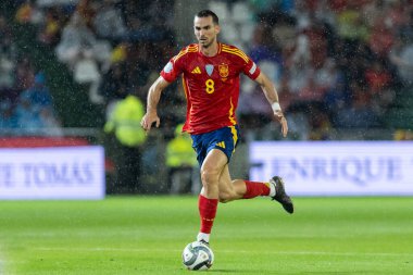 Cordoba, İspanya - 15 Ekim 2024: UEFA Uluslar Ligi ön eleme karşılaşması İspanya ile Sırbistan arasında. İspanya Milli Futbol Takımı 'nın zaferi. Milli takımın oyuncuları. Profesyonel futbol..