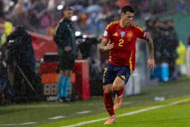 Cordoba, İspanya - 15 Ekim 2024: UEFA Uluslar Ligi ön eleme karşılaşması İspanya ile Sırbistan arasında. İspanya Milli Futbol Takımı 'nın zaferi. Milli takımın oyuncuları. Profesyonel futbol..