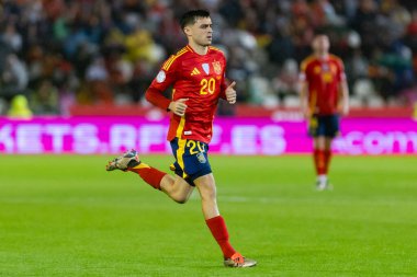 Cordoba, İspanya - 15 Ekim 2024: UEFA Uluslar Ligi ön eleme karşılaşması İspanya ile Sırbistan arasında. İspanya Milli Futbol Takımı 'nın zaferi. Milli takımın oyuncuları. Profesyonel futbol..