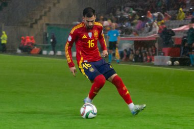 Cordoba, İspanya - 15 Ekim 2024: UEFA Uluslar Ligi ön eleme karşılaşması İspanya ile Sırbistan arasında. İspanya Milli Futbol Takımı 'nın zaferi. Milli takımın oyuncuları. Profesyonel futbol..