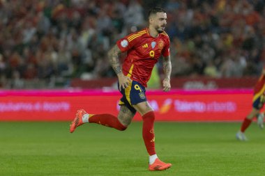 Cordoba, İspanya - 15 Ekim 2024: UEFA Uluslar Ligi ön eleme karşılaşması İspanya ile Sırbistan arasında. İspanya Milli Futbol Takımı 'nın zaferi. Milli takımın oyuncuları. Profesyonel futbol..