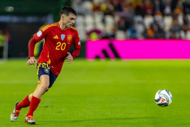 Cordoba, İspanya - 15 Ekim 2024: UEFA Uluslar Ligi ön eleme karşılaşması İspanya ile Sırbistan arasında. İspanya Milli Futbol Takımı 'nın zaferi. Milli takımın oyuncuları. Profesyonel futbol..