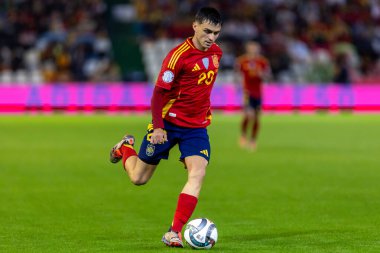 Cordoba, İspanya - 15 Ekim 2024: UEFA Uluslar Ligi ön eleme karşılaşması İspanya ile Sırbistan arasında. İspanya Milli Futbol Takımı 'nın zaferi. Milli takımın oyuncuları. Profesyonel futbol..
