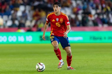 Cordoba, İspanya - 15 Ekim 2024: UEFA Uluslar Ligi ön eleme karşılaşması İspanya ile Sırbistan arasında. İspanya Milli Futbol Takımı 'nın zaferi. Milli takımın oyuncuları. Profesyonel futbol..