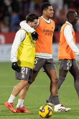 Girona, İspanya - 7 Aralık 2024: Girona Fc ile Real Madrid arasında oynanan lig maçı. Real Madrid kazandı. Avrupa şampiyonu.