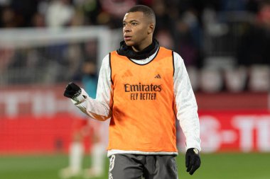 Girona, İspanya - 7 Aralık 2024: Girona Fc ile Real Madrid arasında oynanan lig maçı. Real Madrid kazandı. Avrupa şampiyonu.